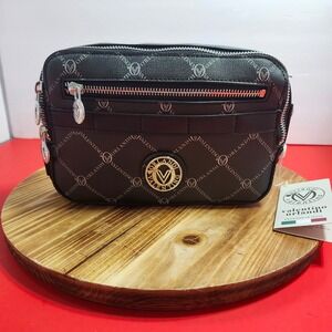 Valentino Orlandi Black Monogram Crossbody Camera Bag Italian Design NWT‎